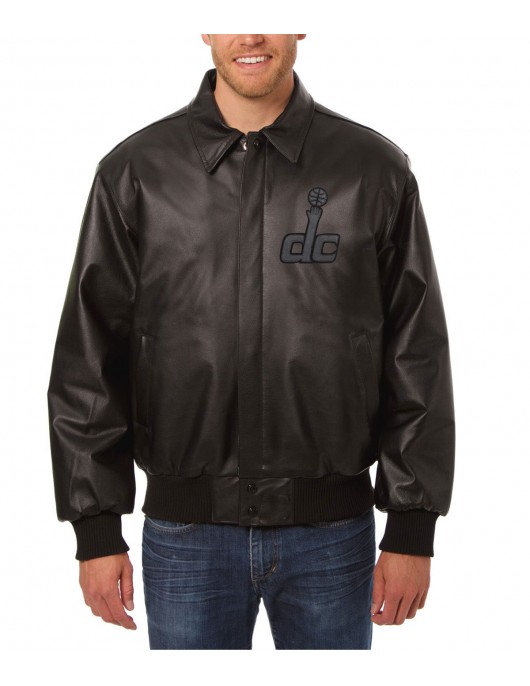 Washington Wizards Printed Leather Black Jacket