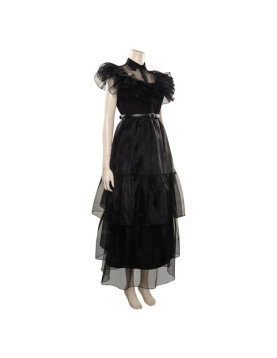 Wednesday Addams Black Party Dress Cosplay Costume Outfits Halloween Party Suit