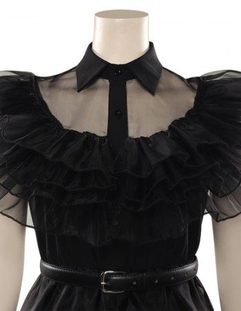 Wednesday Addams Black Party Dress Cosplay Costume Outfits Halloween Party Suit