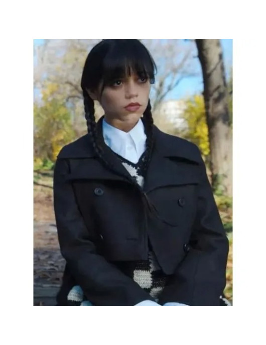 Wednesday Addams Cropped Black Wool Jacket Jenna Ortega A Murder of Woes