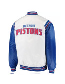 White/Blue Detroit Pistons Renegade Varsity Satin Jacket