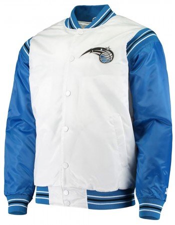 White/Blue Orlando Magic Renegade Varsity Satin Jacket