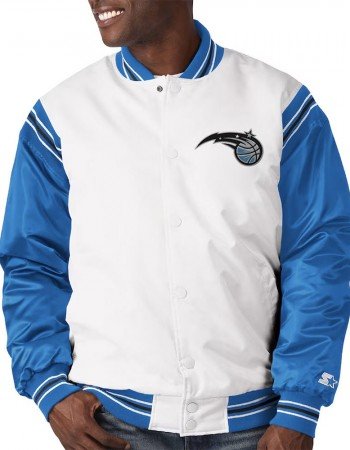 White/Blue Orlando Magic Renegade Varsity Satin Jacket
