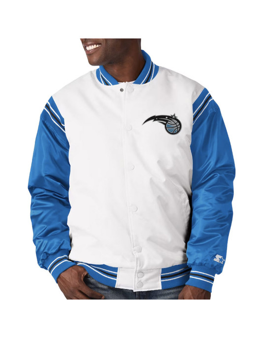 White/Blue Orlando Magic Renegade Varsity Satin Jacket