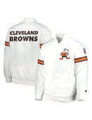 White Cleveland Browns The Power Forward Satin Jacket