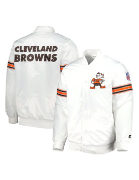 White Cleveland Browns The Power Forward Satin Jacket