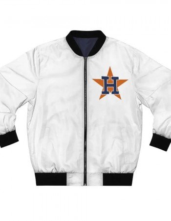 White Houston Astros Bomber Full-Zip Satin Jacket