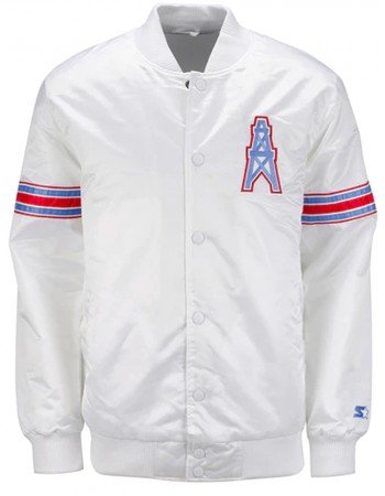 White Houston Oilers Retro Satin Jacket