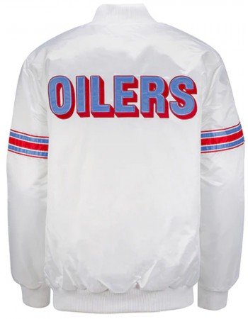 White Houston Oilers Retro Satin Jacket