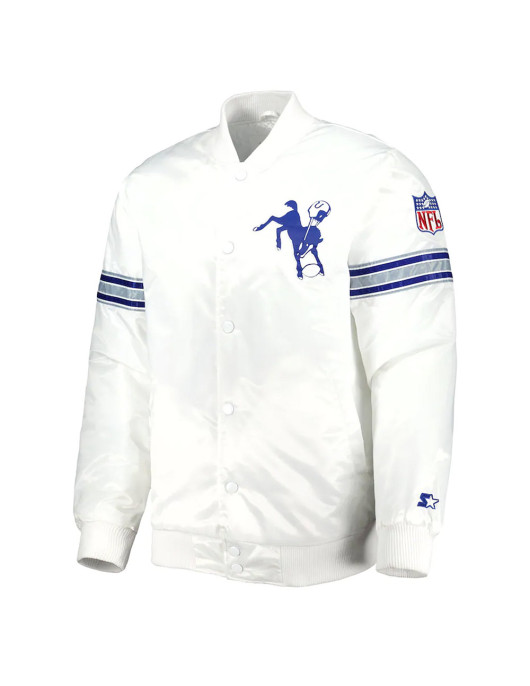 White Indianapolis Colts The Power Forward Satin Jacket