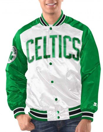 White/Kelly Green Boston Celtics Renegade Varsity Satin Jacket
