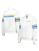 White LA Chargers Line Up Full-Snap Satin Jacket