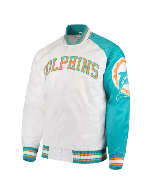 White Miami Dolphins Start of Season Retro Satin Jacket