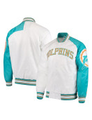 White Miami Dolphins Start of Season Retro Satin Jacket