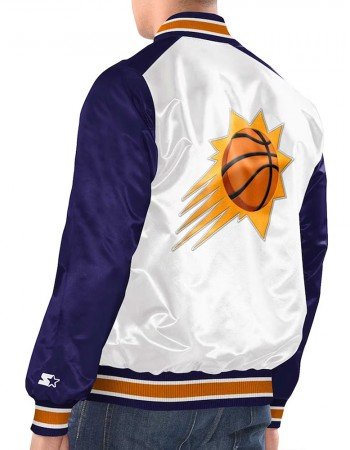 White/Purple Phoenix Suns Renegade Varsity Satin Jacket