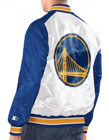 White/Royal Golden State Warriors Renegade Varsity Satin Jacket