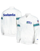 White Seattle Seahawks The Power Forward Satin Jacket