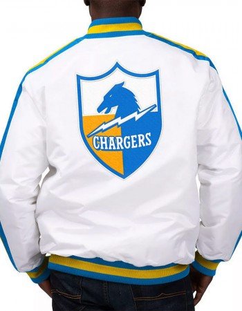 White The D-Line LA Chargers Satin Jacket