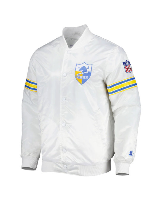 White The Power Forward LA Chargers Satin Jacket