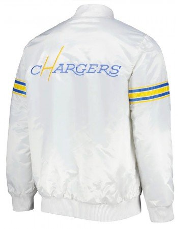 White The Power Forward LA Chargers Satin Jacket
