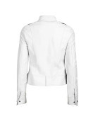 White Zipper Pockets Leather Jacket