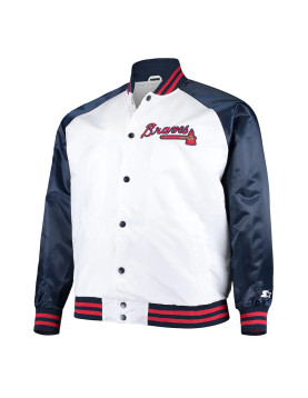 White and Navy Clean-Up Hitter Atlanta Braves Satin Jacket