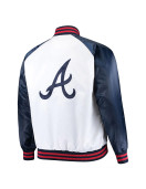 White and Navy Clean-Up Hitter Atlanta Braves Satin Jacket