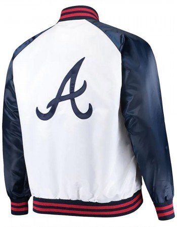 White and Navy Clean-Up Hitter Atlanta Braves Satin Jacket