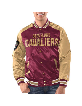 Wine/Gold Cleveland Cavaliers Renegade Varsity Satin Jacket