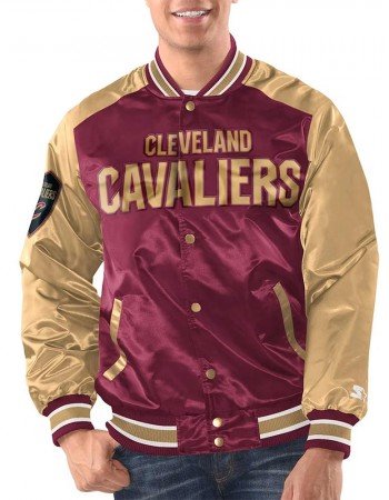 Wine/Gold Cleveland Cavaliers Renegade Varsity Satin Jacket