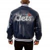 Winnipeg Jets Navy Blue Varsity Leather Jacket