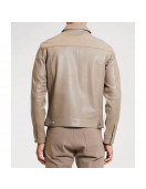 With Love Season 2 Desmond Chiam Beige Leather Jacket