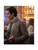 With Love Season 2 Desmond Chiam Beige Leather Jacket