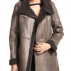 Women Asymmetrical Zip Shearling Leather Coat