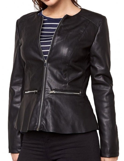 Womens Fashion Designer Leather Jacket Black