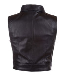 Womens Fashion Designer Leather Motorcycle Vest Black