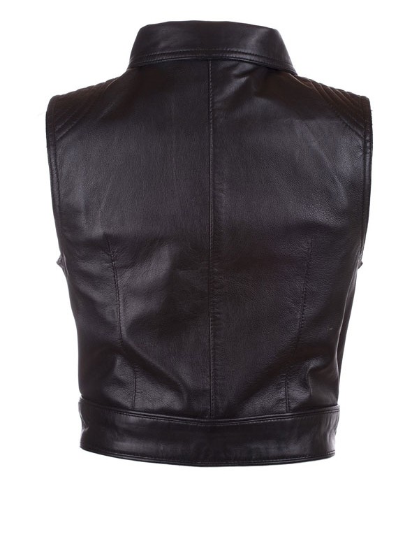 Womens Fashion Designer Leather Motorcycle Vest Black Womens Fashion Designer Leather Motorcycle Vest Black