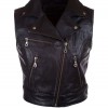 Womens Fashion Designer Leather Motorcycle Vest Black Womens Fashion Designer Leather Motorcycle Vest Black
