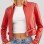 Womens Studded Red Cropped Leather Jacket