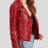 Womens Wear Red Leather Biker Jacket