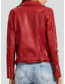 Womens Wear Red Leather Biker Jacket