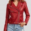 Womens Wear Red Leather Biker Jacket