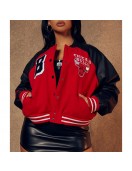 Women’s Chicago Bulls Cropped Red Varsity Jacket