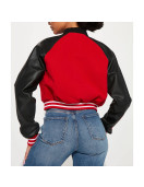 Women’s Chicago Bulls Cropped Red Varsity Jacket