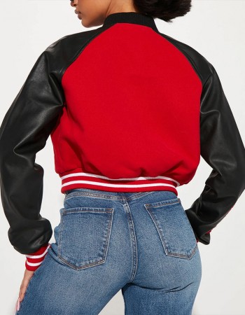 Women’s Chicago Bulls Cropped Red Varsity Jacket