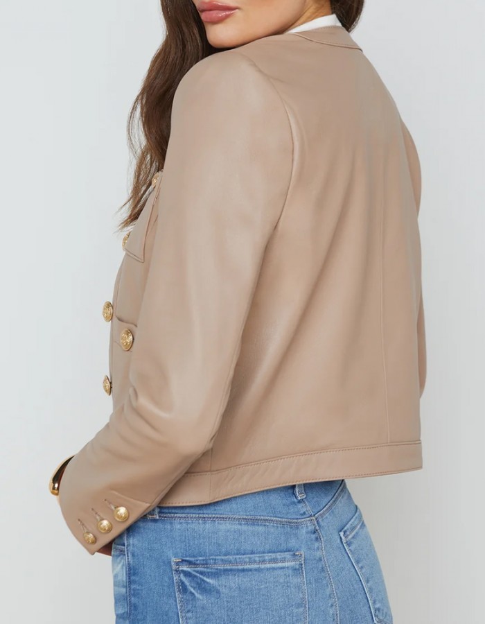Women’s Jayde Collarless Black Leather Jacket