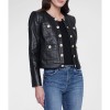 Women’s Jayde Collarless Black Leather Jacket