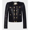 Women’s Jayde Collarless Black Leather Jacket