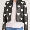Women’s Maje Heart Motorcycle Leather Jacket