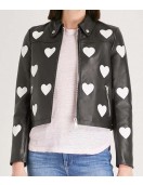Women’s Maje Heart Motorcycle Leather Jacket